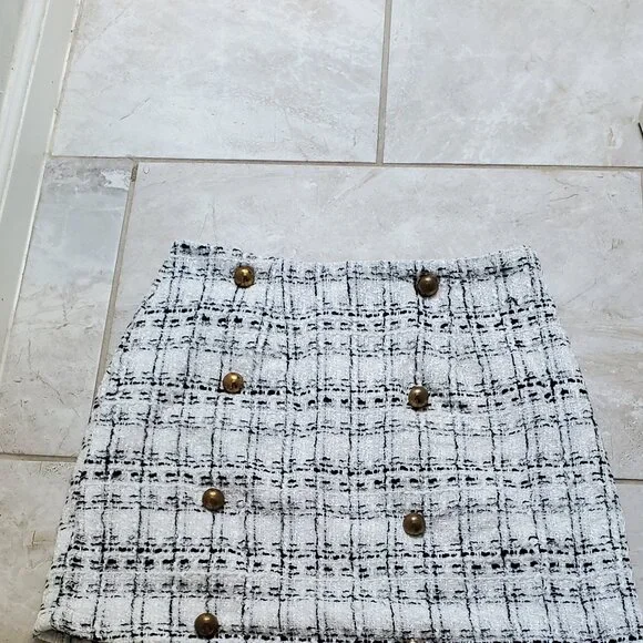 Career Lost in Paris Plaid Tweed Mini Skirt Size s refer to size chart post - Picture 11 of 11